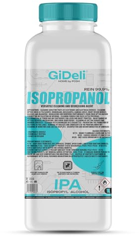 GiDeli Isopropanol 99,9% 1l - Isopropylalkohol Reiniger Hochprozentiger - Reinigungsalkohol für Elektronik, 3D Drucker zubehör, Glass, Bildschirmen und Linsen
