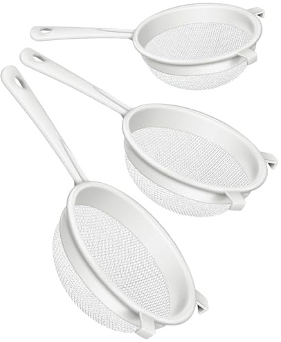 Sieb Plastik -Set 3tlg, Kunststoff-Filterset mit Sieben in 4 Größen - perfekt für Tee, Kaffee, Früchte, Kefir (3)