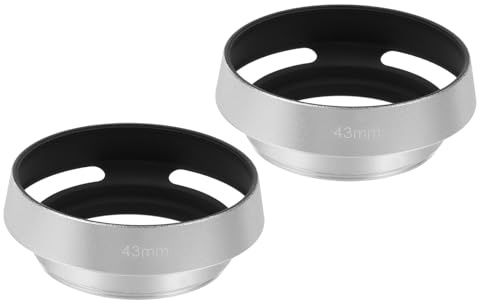 PATIKIL 2 Pezzi Paraluce 43mm, Paraluce Universale in Metallo Cavo Curvato Filettato Vagliato per Fujifilm per Nikon per Pentax, Argento