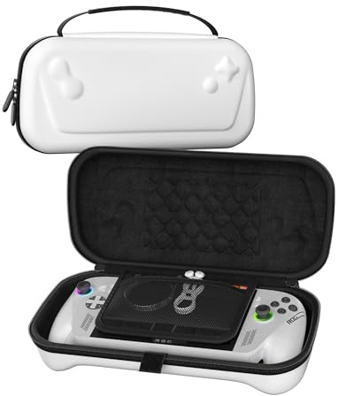 ProCase Housse pour ROG Xbox Ally / ROG Xbox Ally X, Boîtier Rigide Protection Portable pour Console, Étui EVA avec Compartiments pour Cartes et Accessoires, Sac de Transport Léger avec Poignée -Blanc