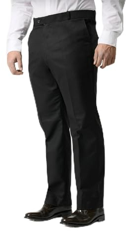 HuntaDeal Mens Formal Trousers Casual | Smart Business Office Work Dress Pants | Straight Leg, Flat Front, Everpress