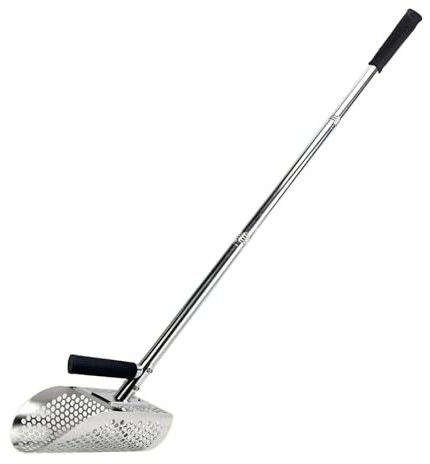 Rastrello per pulci di sabbia Cucchiaio for la rilevazione di metalli in acciaio inossidabile, manico ergonomico, costruzione interamente in metallo(With Long handle)