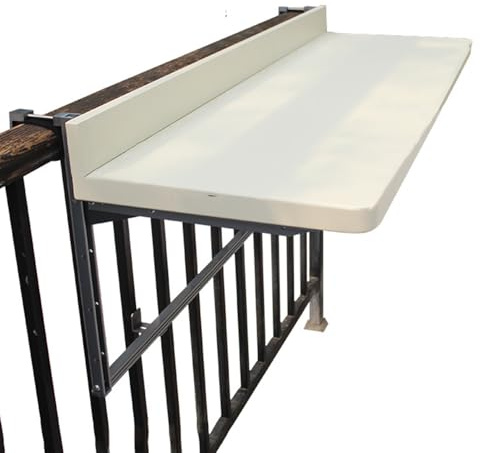 ZYXQQJ Mesa De Balcón Plegable 80/100/120cm Mesa Colgante para Balcón Altura Ajustable En 5 Niveles Mesa Auxiliar Plegable para Balcón(White,100x39cm)