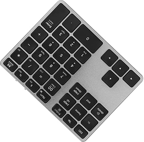KIMISS Tastierino Numerico Wireless - Tastierino Numerico Ergonomico Ricaricabile Ultrasottile in Lega di Alluminio da 35 Tasti per Desktop, Laptop e Tablet - Connettività Dual Mode BT5.0 e 2.4G