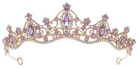 Diadème de mariée violet - Diadème en cristal - Strass - Couronne argentée - Cristaux - Princesse - Diadème pour princesse - Anniversaire - Costume de bal de promo