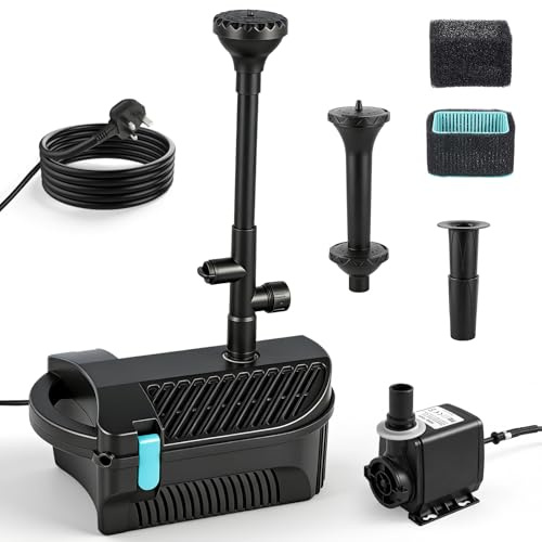 Ankishi 45W Pond Pump, 2500L/H Water Pump with Filter Fountain Kit, Silent Small Water Pump for Outdoor Ponds Aquarium Fish Tank, Ultra Quiet Submersible Water Feature Pump