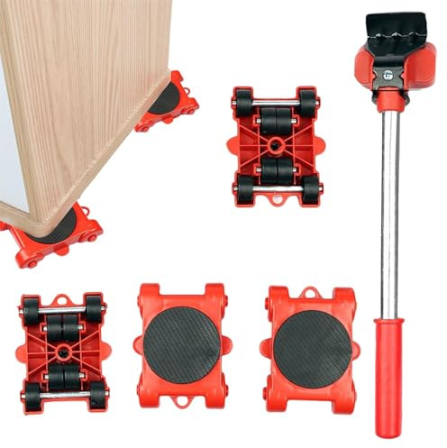 Juego De Elevador De Muebles: Soporte De Transporte para Cargas Pesadas con Ruedas De Transporte Y De Palanca Ajustable Juego De Traslado para Frigorífico, Congelador, Armario, Fuerte, De