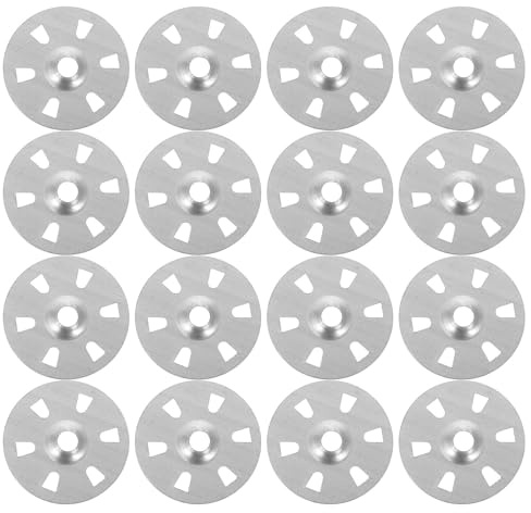 VILLFUL 500pcs Metal Insulation Washers Six-Hole Flat Washer for Foam Board Fastening Rigid Foam Board Fixing Pads for Plaster Panel Screw Installation
