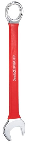 sourcing map Llave combinada de 30 mm, extremo abierto, 10 grados, 12 puntos, extremo de caja, llaves de doble extremo, herramientas para reparación de maquinaria automotriz doméstica, bricolaje