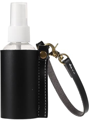 POPETPOP 60ml Portable Hand Sanitiser Bottle with Keychain Clip, Refillable Travel Container with Pu Leather Case for Everyday Use and Easy Attachment to Bags