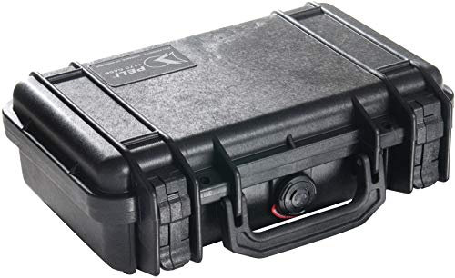 PELI 1170 Maleta estanca pequeña para la protección de Equipos electrónicos y ópticos, IP67 estanca e Impermeable al Polvo, 3L de Capacidad, Fabricada en EE.UU., sin Espuma, Color Negro