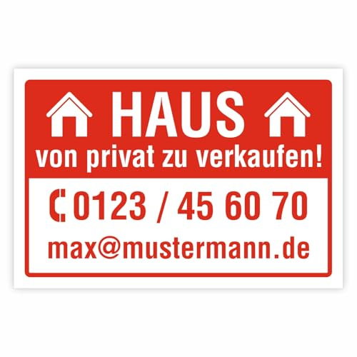 Schild Haus Privat Wetterfest 450 x 300 mm | 3 mm Alu-Verbund, wetterfester UV-Direktdruck, robust und langlebig, Made in Germany