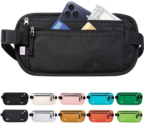Money Belt Passport Holder Slim Hidden Travel Wallet with RFID Blocking