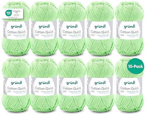 Gründl Wolle Cotton Quick uni Häkelgarn 10 Knäuel 50 g, Kiwi