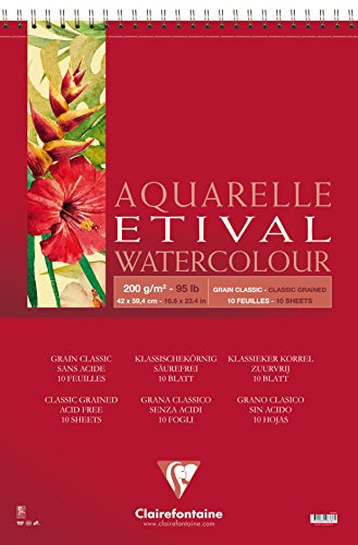 Clairefontaine 96386C Aquarellblock Etival A2 10 Blatt 200g Weiß