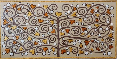 DORON ARTE QUADRO MODERNO ASTRATTO DIPINTO A MANO TELAIO GALLERY BORDI DIPINTI - ALBERO DELLA VITA - 1 metro x50x4 cm -RIF173