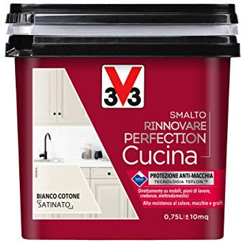 V33 Smalto Rinnovare Perfection Cucina Bianco Cotone Satinato 0,75 L