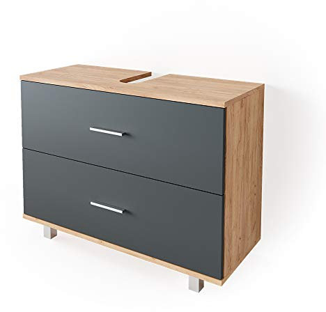 Vicco mobile sottolavabo per bagno Ilias, Quercia dorata/Antracite, 80 x 60.8 cm