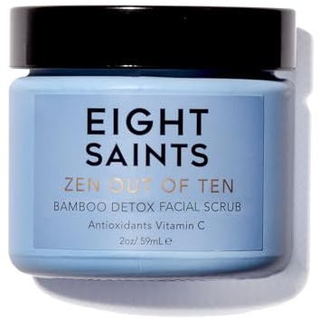 Eight Saints Zen Out Of Ten Bamboo Detox Face Scrub Exfoliator, Daily Exfoliating Facial Scrub With Bamboo Fibers to Unclog Pores, Blackheads, Blemishes, and Dull Skin, with Vitamin C & Aloe Vera, 2oz