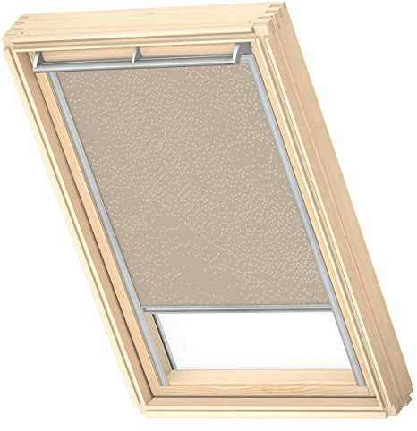 VELUX Original Dachfenster Verdunkelungsrollo für FK04, Sandbeige Gepunktet, mit Grauer Führungsschiene