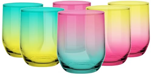 Glasmark Krosno Lot De 6 Verres à Boire En Verre Highball De Couleur Verres à Eau Cocktail Parfait Pour La Maison Les Restaurants Et Les Fêtes Ensemble De Verres De Forme Classique 6 x 320 ml