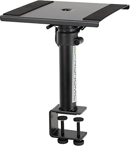 Pronomic SLS-36K BK Tischstativ mit Klemme für Studio Monitore, 5 cm bis 41 | Lautsprecherstativ mit Tischklemme, Höhenverstellbar von 24, 5 cm bis 41, 5 cm, Gummierte Klemme aus 5 mm dickem Stahl, 6 kg