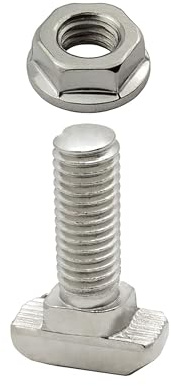 KLAK 40 - Hammerkopfschraube T-Schraube M8 25mm Nut 8 Aluprofil 40-er 10 Stück + Mutter