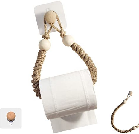Porte Papier Toilette, Vintage Porte Rouleau Papier Toilette, Porte-Serviette en Corde de Chanvre sans Perçage pour Salle de Bain Décoration