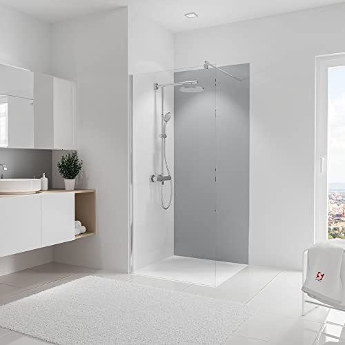 Schulte 1 panneau mural l.80 x h.210 cm, 3 mm, gris-argenté | à coller, surface 1.68m2 revêtement salle de bain douche,avec des cales