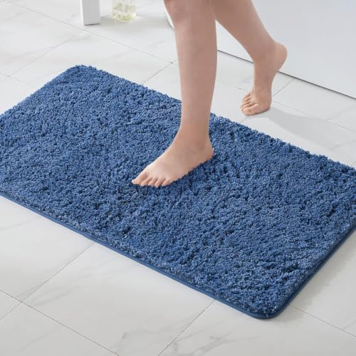 MIULEE Badezimmerteppich Badematte Weiche rutschfest Blau 70x120 cm | Badteppich Fußmatte Badematten & Badteppiche Bettvorleger Flauschig Teppich Duschmatte für Bade & Wohnzimmer Schlafzimmer