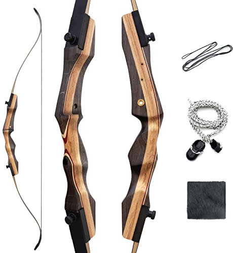 OUBOTER 62 Inch Takedown Recurvebogen 20-50 Lbs Rechte Hand Holz Recurve Bogen Für Erwachsene Outdoor Jagd Schießübungen (25LBS)
