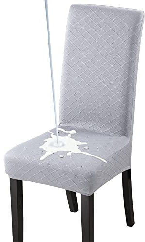 Fuloon Stuhlhussen wasserdichte,Stretch Stuhlbezug Moderne Stuhlüberzug Elastische Abnehmbar Waschbar Spannbezug für Esszimmerstühle Schwingstuhl 6er Set