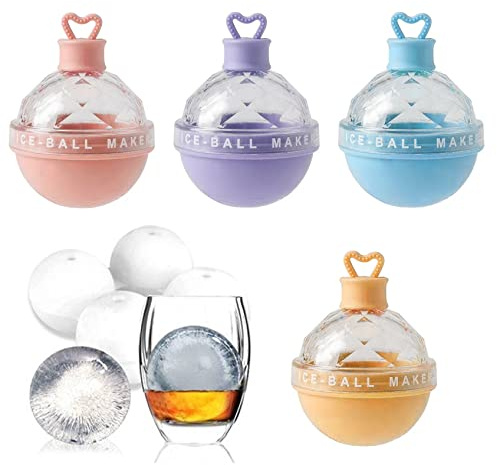Ice Cube Tray,Ice Trays for Freezer, Ice Ball Maker Mold Light Bulbs Ice Molds Silicone Whiskey Ice Ball Maker Bulb Ice Hockey Mold for Cocktail Coffee Juice 4PCS