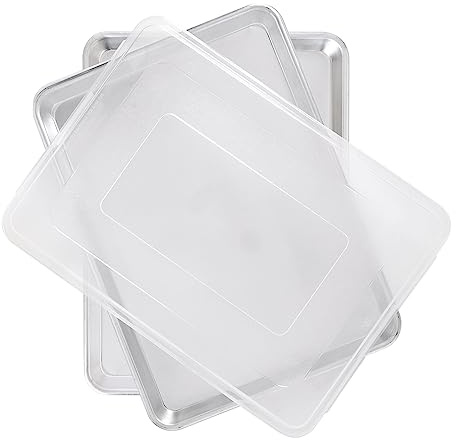 Nordic Ware Naturals Half Sheet Set - USA Made Aluminum Commercial Quality Sheet Pan for Baking or Roasting, Encapsulated Galvanized Steel Rim Prevents Warping, 2pk Half + Lid