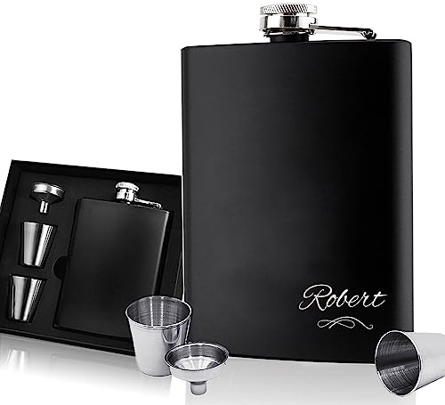 Hip Flasks for Men Personalised Hip Flask Usher Flask Groomsmen Gifts Best Man Gift for Wedding Christmas Custom Engraved 6oz Stainless Steel Flasks for Groom Father of The Bride(Design 2)