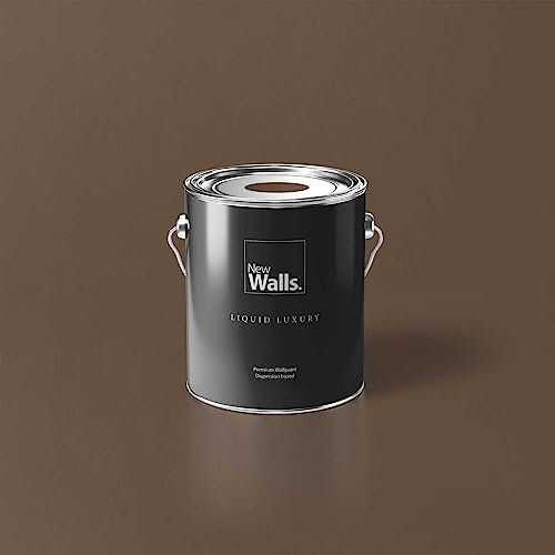 New Walls Premium Wandfarbe Braun, Dunkelbraun Liquid Luxury Dispersionsfarbe für Innenräume – 2,5 L