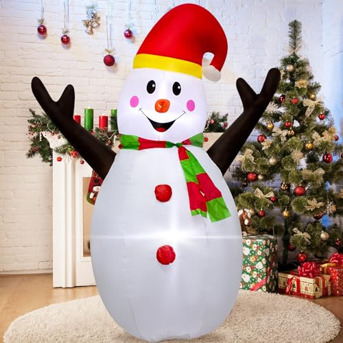 Pupazzo di Neve Gonfiabile di Natale da 1,2 m: Decorazione Con Cappello e Luci LED per Cortile, Interni ed Esterni