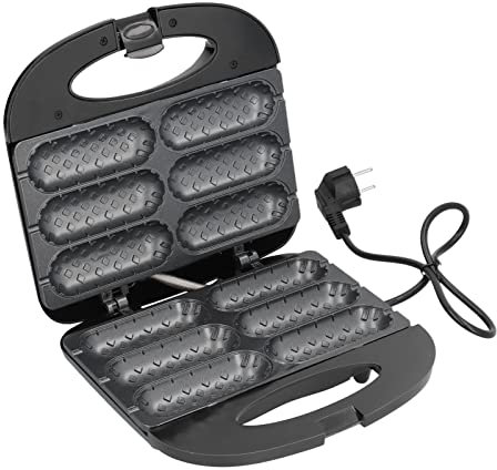 Máquina para Hacer Perritos Calientes con 6 Orificios, Máquina para Perritos Calientes con Calefacción de Doble Cara de 750 W, Revestimiento Antiadherente, Calentamiento Uniforme