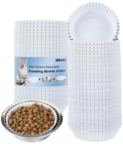 Hushee 300 ciotole usa e getta per cibo umido per gatti di piccola taglia, 10 x 3,2 cm, colore bianco