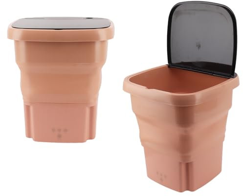 Machine à Laver Portable Pliable de 15 L, Mini Laveuse à Seau Haute capacité avec 3 Modes de Nettoyage en Profondeur pour Sous-Vêtements, Vêtements de bébé ou (rose orangé)