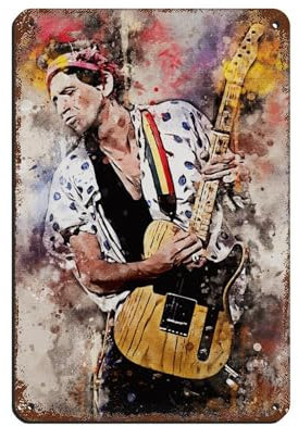 Keith Richards 80er Jahre Gitarrist Poster Blechschild Vintage Metall Pub Club Cafe Bar Home Wandkunst Dekoration Poster Retro 20 x 30 cm