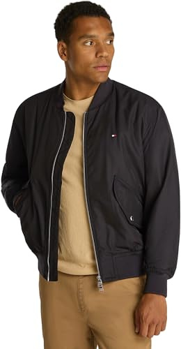 Tommy Hilfiger Herren Bomberjacke Authentic Bomber mit Reißverschluss, Schwarz (Black), L