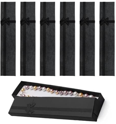 EUPSIIU 6 Pezzi Portagioie Scatole Regalo Collana, Scatoline Regalo per Gioielli, Scatola Regalo con Coperchio con Inserti Schiuma, Scatola Nera Regalo per Orecchini Anelli Ciondoli Collane (Nero)