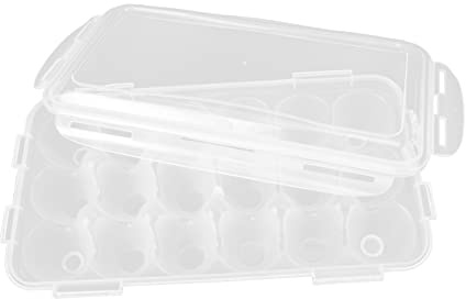 jojofuny Caja de Huevos para Nevera, Organizador de Huevos de Plástico Blanco, Reutilizable y Fácil de Limpiar, Diseño Transparente, Ahorro de Espacio