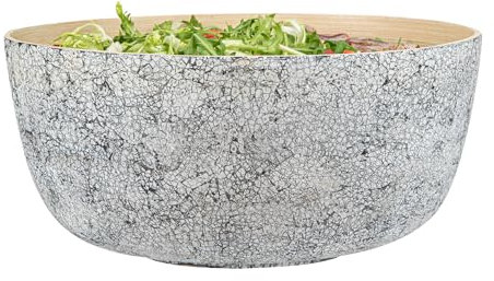Restaurantware Bambuddha Bol à salade rond en bambou filé gris extra large – 34 x 34 x 16 cm – 1 boîte