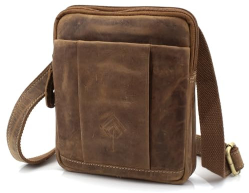 ekavale Umhängetasche Herren aus Leder - Stylische Schultertasche Herren Vintage - Messenger-Bag für Männer, für Alltag, Arbeit Robuste kleine Herrentasche (Camel)