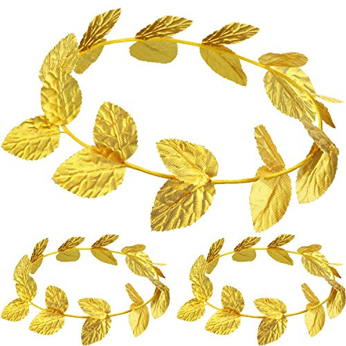 Cindeer 3 Stück Goldblatt Kronen Kopfschmuck Römisches Lorbeerkranz Gold Griechischer Kopfschmuck Göttin Haarreif für Frauen Männer Halloween Haarschmuck Party Dekoration
