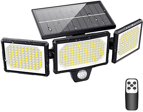 Macchiatto Lampe Solaire Exterieur 304 LED Lumière Solaire Extérieure avec Détecteur de Mouvement 1200LM IP65 2200mAh Eclairage Exerieur Solaire Projecteur LED de Sécurité éclairage mural d'extérieur