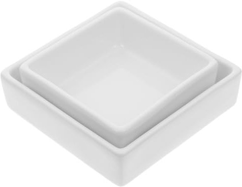 Cabilock 2 Pièces Assiette à Goûter En Céramique Assiettes Apéritives Assiettes à Collation Carrées Planches De Charcuterie Grand Bol Coupes à Dessert Avec Couvercles Anneau Plat Blanche