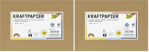 folia 691/5/98 - Kraftpapier natur, 120g/m², DIN A5, 100 Blatt, zum individuellen Basteln und Gestalten von Grußkarten, Einladungen, Tischkarten, uvm. (Packung mit 2)